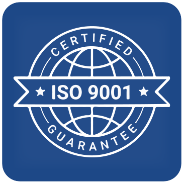 Certified guaranteed ISO 9001 business icon