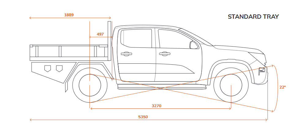 Ute With Standard Tray - Line Drawing